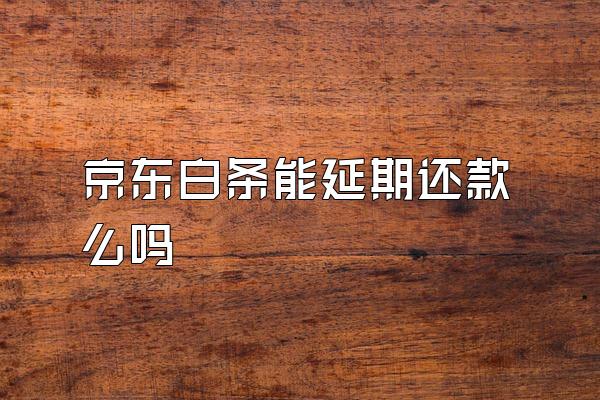 京东白条能延期还款么吗