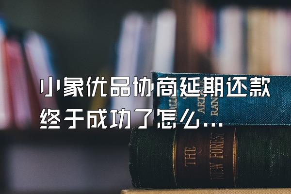 小象优品协商延期还款终于成功了怎么办呢