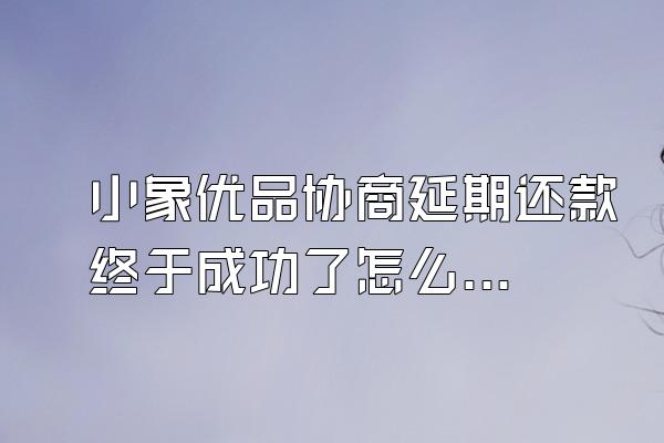 小象优品协商延期还款终于成功了怎么回事