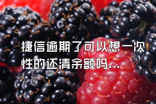 捷信逾期了可以想一次性的还清余额吗?