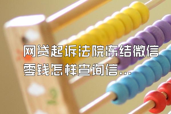 网贷起诉法院冻结微信零钱怎样查询信息