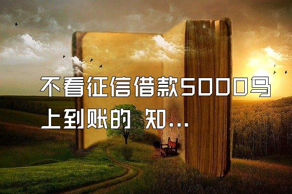 不看征信借款5000马上到账的 知乎