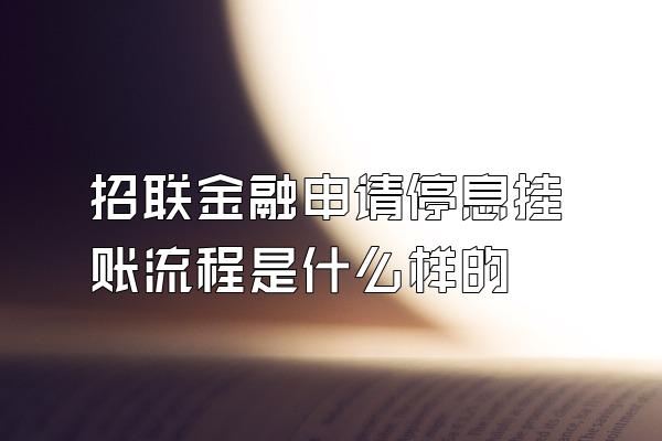 招联金融申请停息挂账流程是什么样的