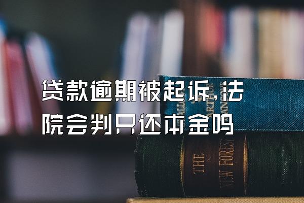 贷款逾期被起诉,法院会判只还本金吗