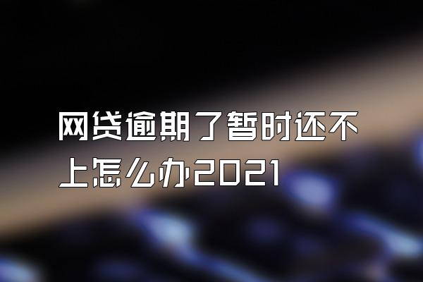 网贷逾期了暂时还不上怎么办2021