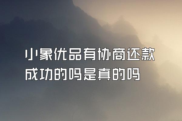 小象优品有协商还款成功的吗是真的吗