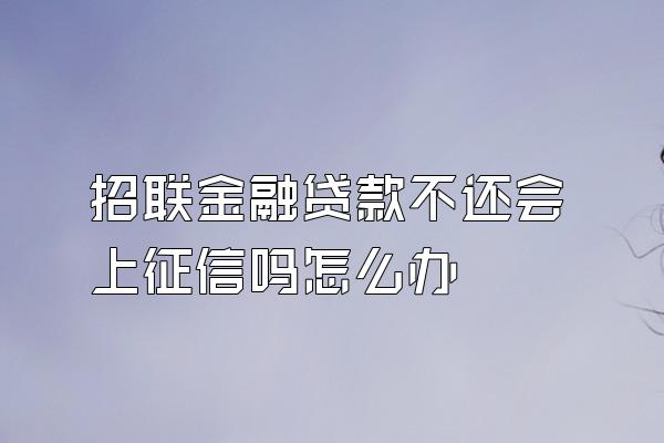 招联金融贷款不还会上征信吗怎么办