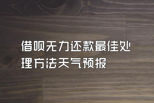 借呗无力还款最佳处理方法天气预报