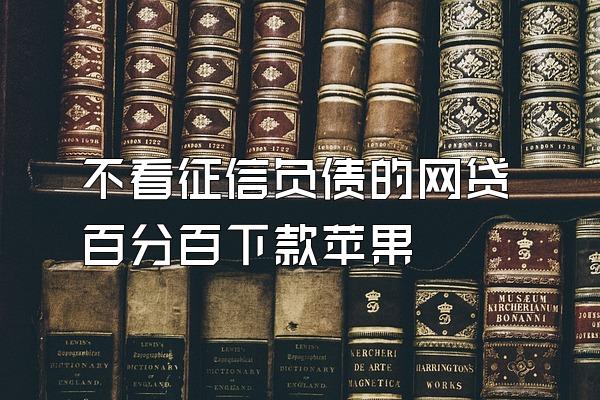 不看征信负债的网贷百分百下款苹果