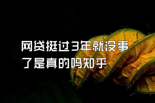 网贷挺过3年就没事了是真的吗知乎