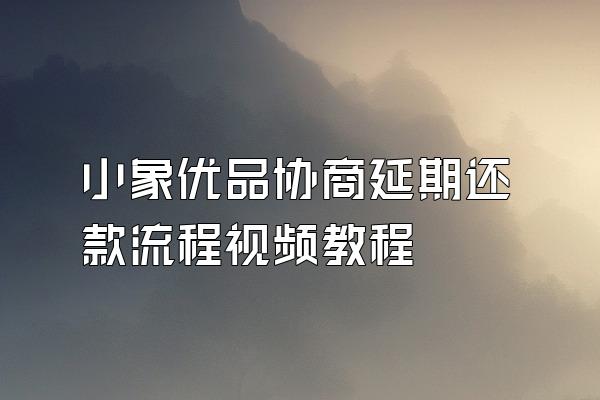 小象优品协商延期还款流程视频教程