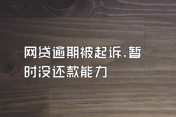 网贷逾期被起诉,暂时没还款能力