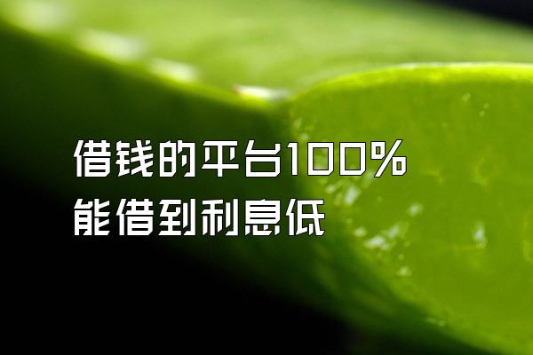 借钱的平台100%能借到利息低