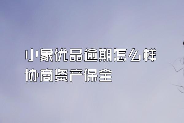 小象优品逾期怎么样协商资产保全