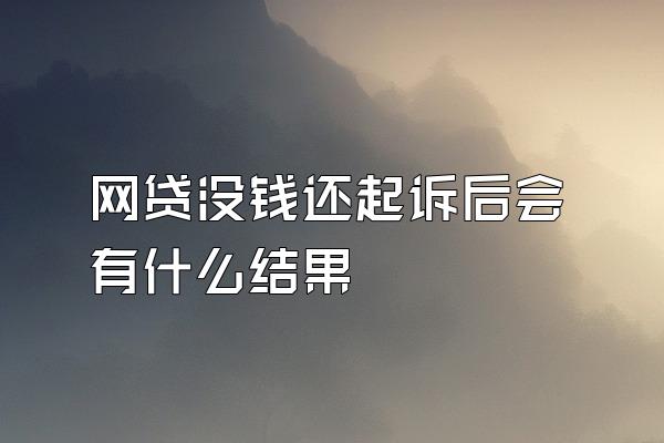 网贷没钱还起诉后会有什么结果