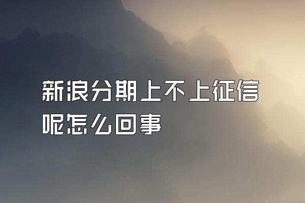 新浪分期上不上征信呢怎么回事