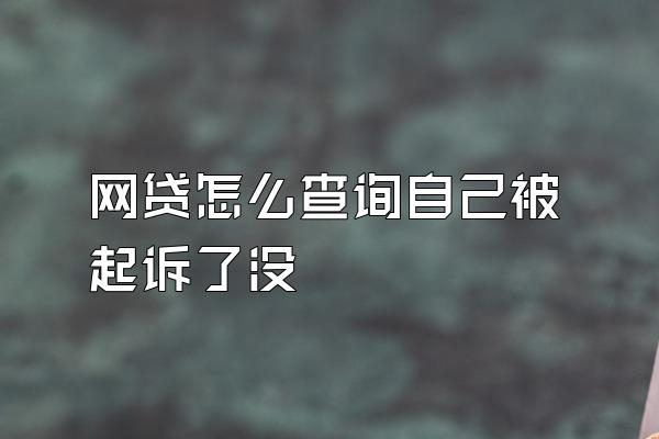 网贷怎么查询自己被起诉了没