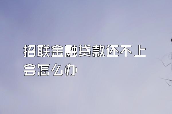 招联金融贷款还不上会怎么办