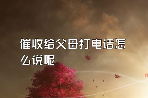 催收给父母打电话怎么说呢