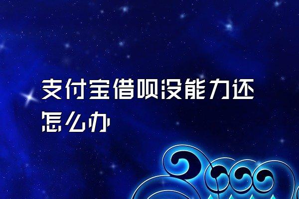 支付宝借呗没能力还怎么办