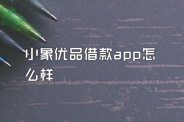 小象优品借款app怎么样