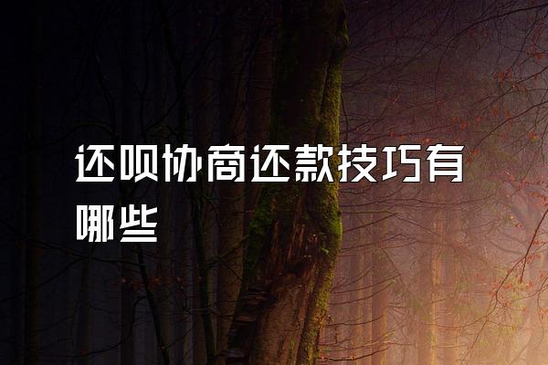 还呗协商还款技巧有哪些