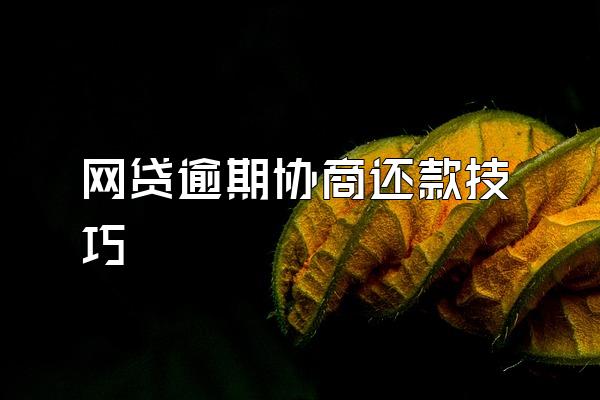 网贷逾期协商还款技巧