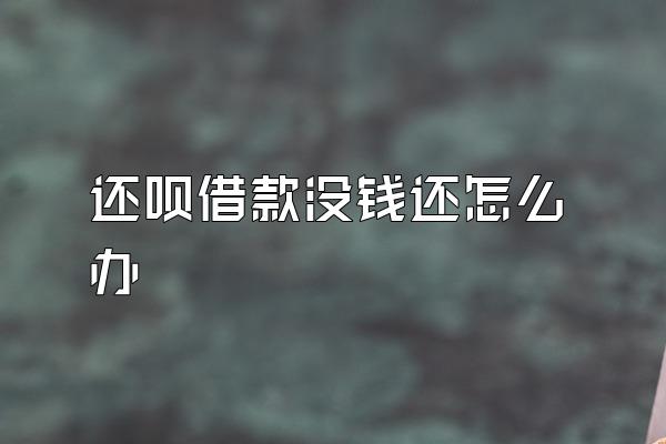 还呗借款没钱还怎么办