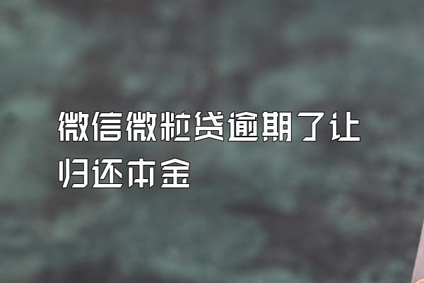 微信微粒贷逾期了让归还本金