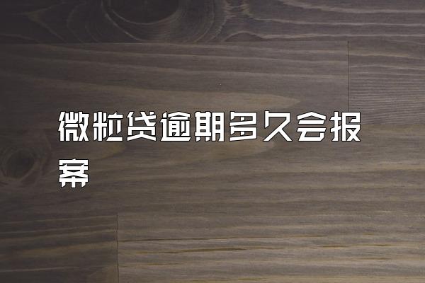 微粒贷逾期多久会报案