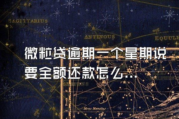 微粒贷逾期一个星期说要全额还款怎么办