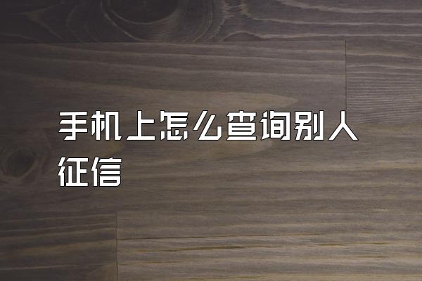 手机上怎么查询别人征信