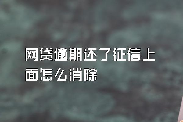 网贷逾期还了征信上面怎么消除