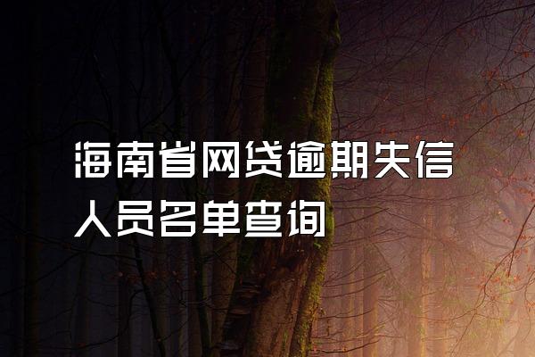 海南省网贷逾期失信人员名单查询