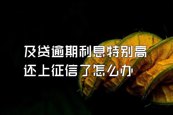 及贷逾期利息特别高还上征信了怎么办