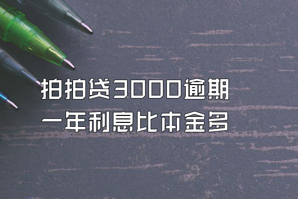 拍拍贷3000逾期一年利息比本金多