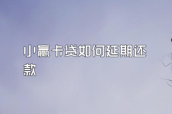 小赢卡贷如何延期还款