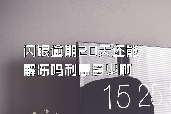 闪银逾期20天还能解冻吗利息多少啊