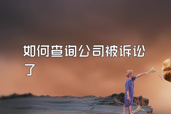 如何查询公司被诉讼了