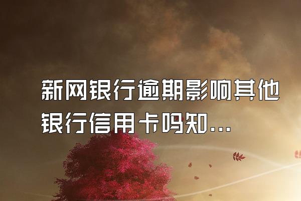 新网银行逾期影响其他银行信用卡吗知乎