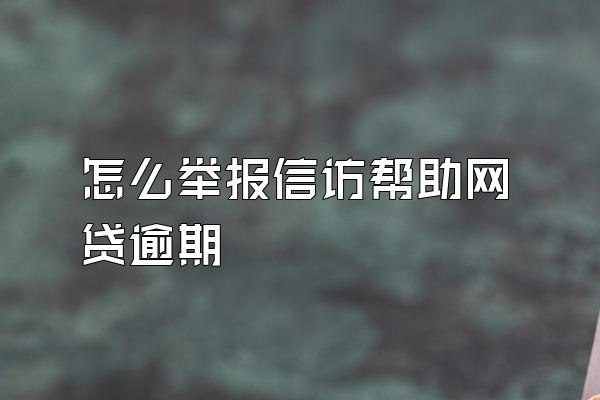 怎么举报信访帮助网贷逾期