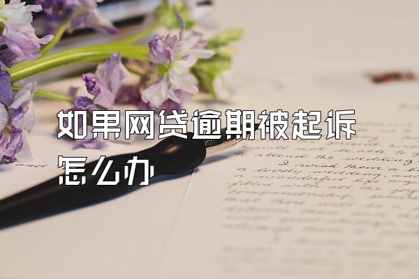 如果网贷逾期被起诉怎么办