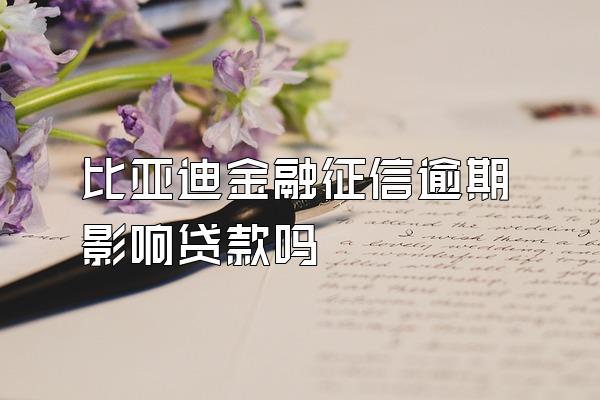 比亚迪金融征信逾期影响贷款吗