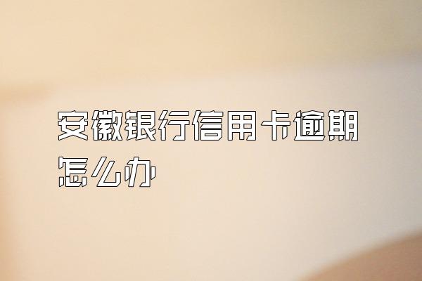 安徽银行信用卡逾期怎么办