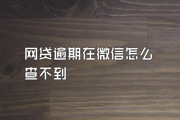 网贷逾期在微信怎么查不到