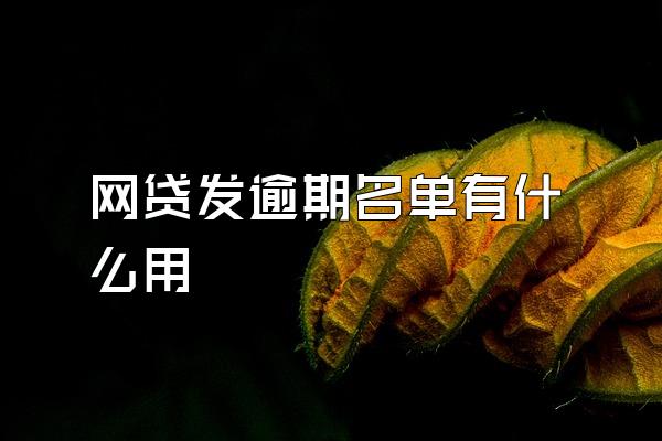 网贷发逾期名单有什么用