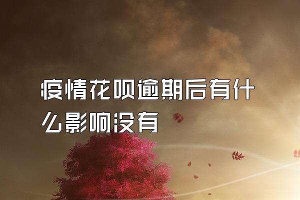 疫情花呗逾期后有什么影响没有