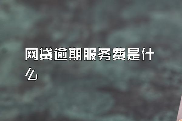 网贷逾期服务费是什么