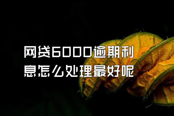 网贷6000逾期利息怎么处理最好呢