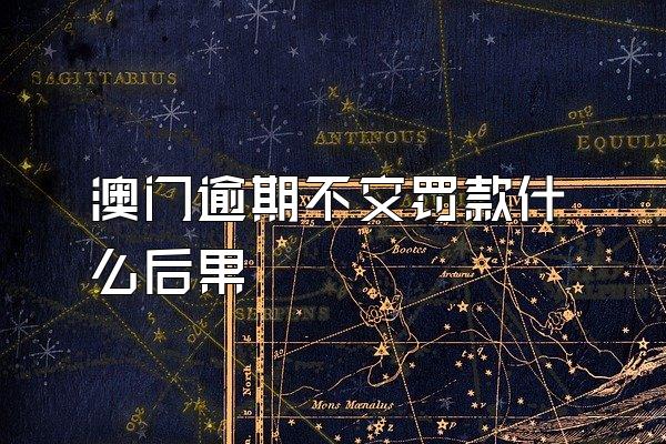 澳门逾期不交罚款什么后果